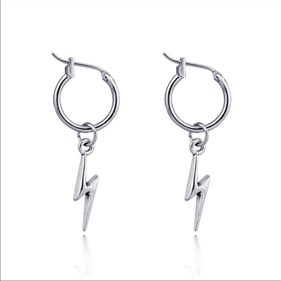 Anthropologie Jewelry - Lightning small silver hoop earrings